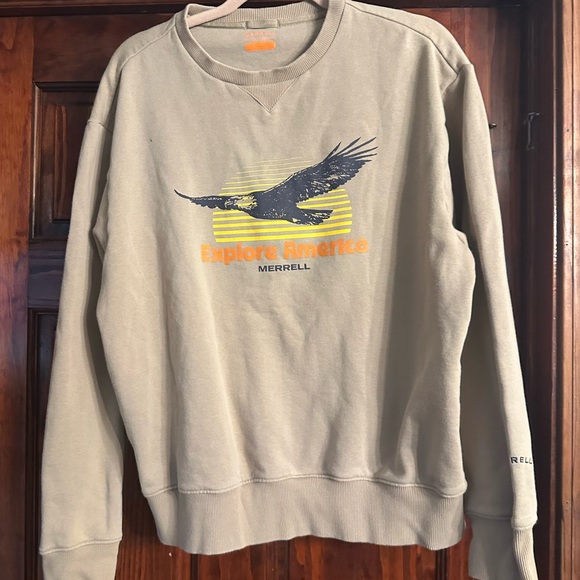 Merrell Beige Crewneck Sweater with Eagle Design - Picture 1 of 4